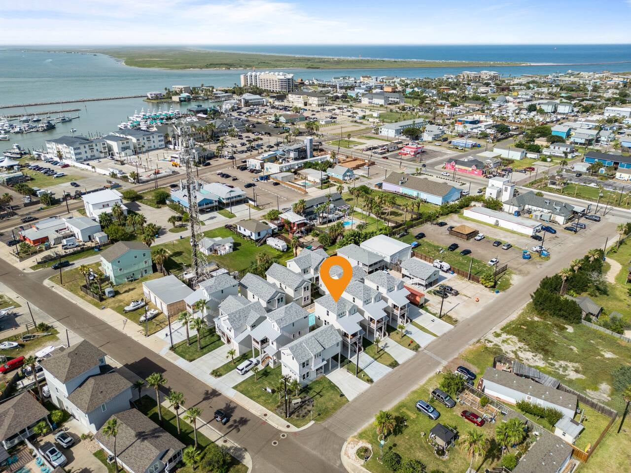Another angle to appreciate Sage & Sol's incredible location, just steps from the marina and everything downtown Port A has to offer!